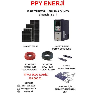 10 HP TARIMSAL SULAMA GÜNEŞ ENERJİSİ SETİ (KONSTRÜKSİYON SETİ İLE BİRLİKTE)