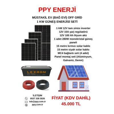 1KW BAĞ EVİ GÜNEŞ ENERJİSİ SETİ