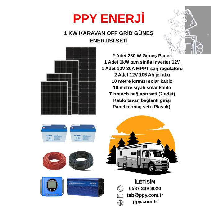 1KW KARAVAN GÜNEŞ ENERJİSİ SETİ