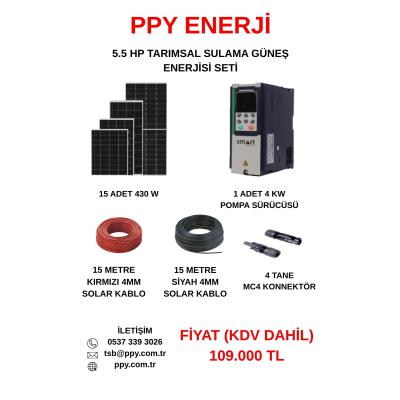 5,5 HP TARIMSAL SULAMA GÜNEŞ ENERJİSİ SETİ