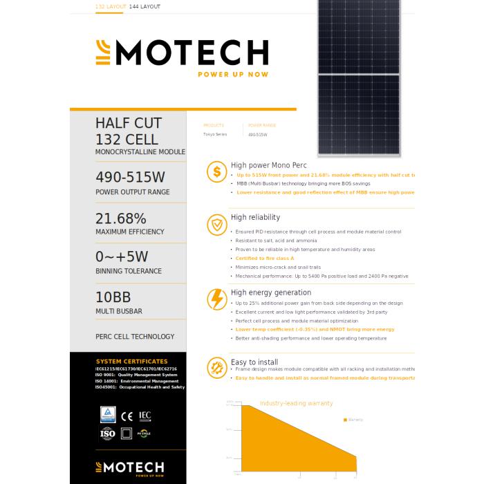HALF CUT 132 CELL 10BB  500 Watt