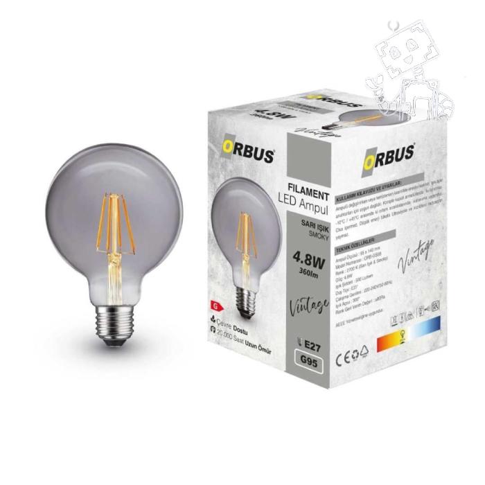 ORBUS Globe GS95 4.8W SMOKY Ampul 360lm Sari Işik 4 ADET