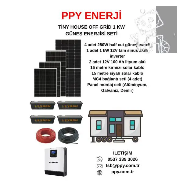 1KW TİNY HOUSE (KÜÇÜK EV) GÜNEŞ ENERJİSİ SETİ