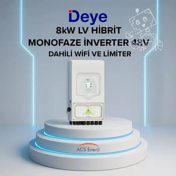 DEYE 8KW ON-GRİD MONOFAZE HİBRİT 48V İNVERTER