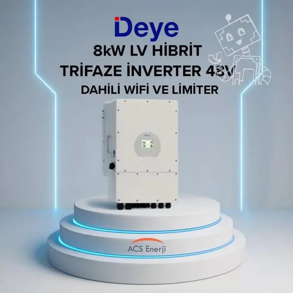 DEYE 8KW ON-GRİD TRİFAZE HİBRİT 48V İNVERTER