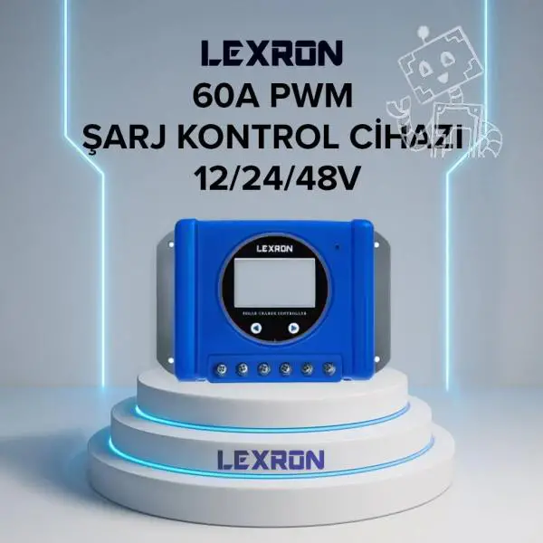 LEXRON 60A 12/24/48V PWM ŞARJ KONTROL CİHAZI